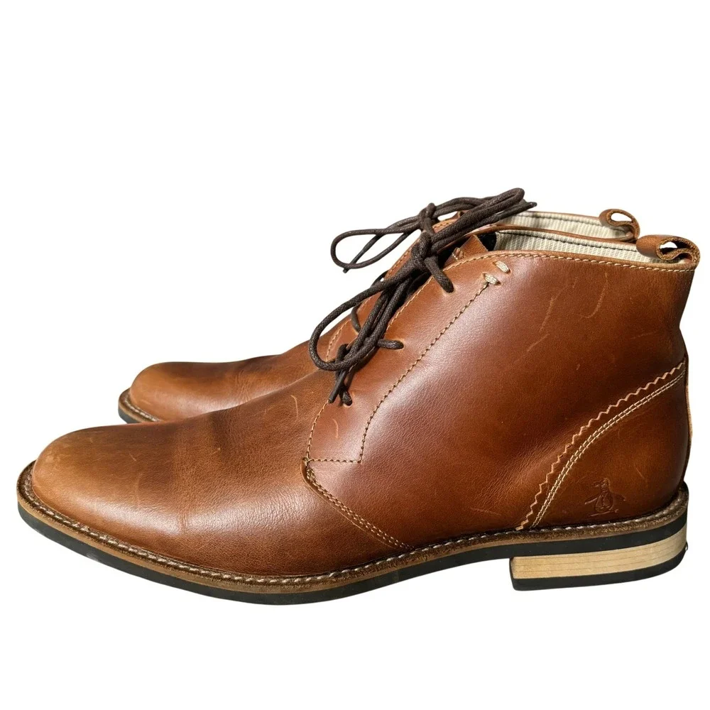 Original‎ Penguin Monty Leather Chukka Boots Sz 11 Brown Leather Business Casual